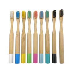 Round handle kids bamboo toothbrush accept customized 