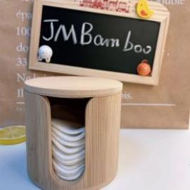 JM Bamboo Box For Makeup Remover Cotton Pads No Plastic