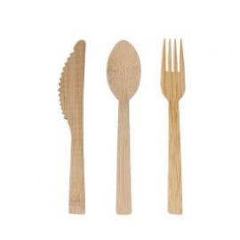 Disposable Wooden Cutlery Set Eco Friendly Fun for Party, Camping, Travel and BBQ